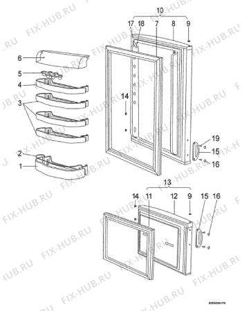 Взрыв-схема холодильника Zanussi ZRB32OX - Схема узла Door 003